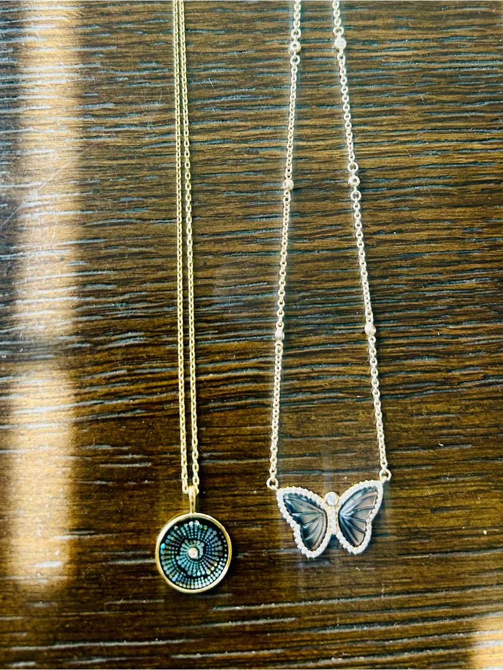 Joy dravecky free people collab allure butterfly necklace and shell necklace